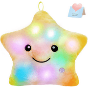 HFY 9'' LED Twinkle Star Soft Plush Pillow Toys Glowing Stuffed Star Light up Pillow Plush with Colorful Night Lights Birthday for Toddler Kids (Yellow)