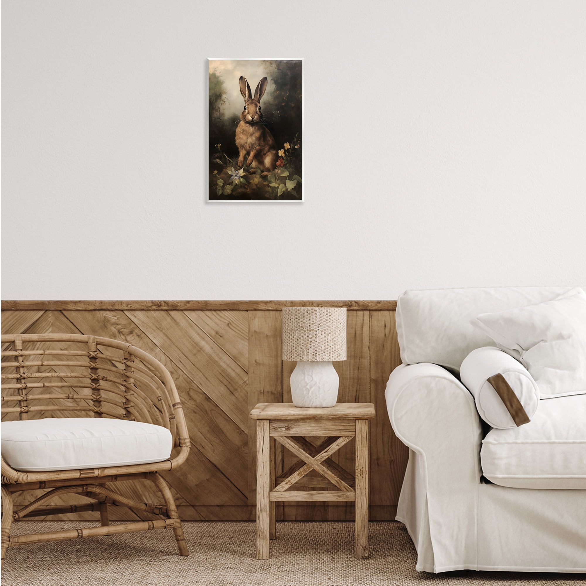 Stupell Industries Bunny in Nature Animals & Insects Painting Unframed Art Print Wall Art, 13 x 19