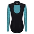 thumbnail image 3 of Hansber Women Rhythmic Gymnastic Leotard Sequin Figure Bodysuit Cutout Back Ballerina Dance Outfits Sky Blue M, 3 of 6