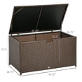 thumbnail image 3 of Outdoor Storage Box with Hydraulic Lid, PE Rattan Wicker Patio Deck Box for Pool Toys & Garden Tools, Brown, 3 of 11