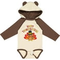 thumbnail image 3 of Inktastic Happy Thanksgiving Cute Turkey in Pilgrim Hat Boys or Girls Long Sleeve Baby Bodysuit, 3 of 5