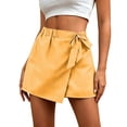 thumbnail image 2 of Nmnitkp Skirts for Women Striped Tie-Wrap Skort, Elastic High Waist Casual Wrap Shorts, Lightweight Summer Skirt for Beach, Vacation & Daily WearOrange,S, 2 of 5