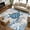 Blue Teal, variant on 3ft Round Rug, Blue Coastal Non-Skid Rubber Backing Large Area Rugs - Living Room Bedroom Home Office, Sea Turtle Octopus Coral Beach Nautical Indoor Floor Mat Carpets Washable Rug