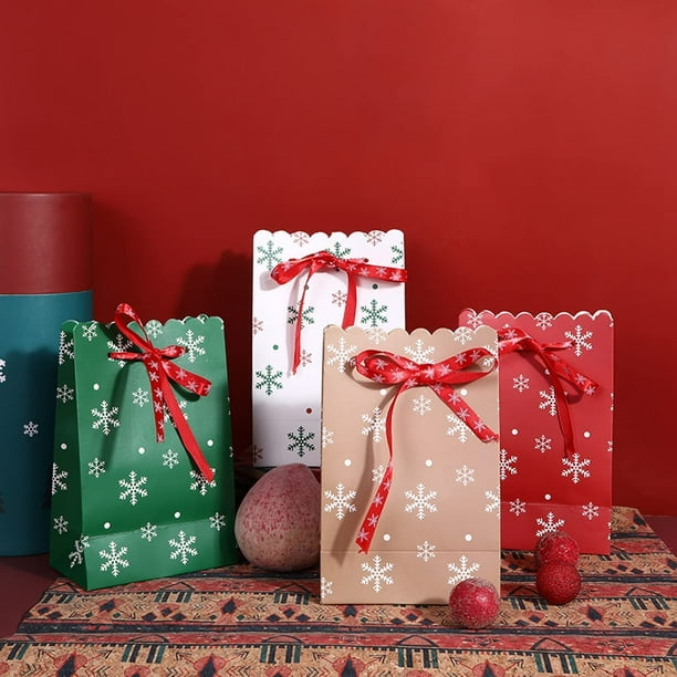 12pcs Christmas Treat Bags Mini Christmas Candy Bag Box 4 Premium Design Assorted Colors Xmas Theme Reusable Craft Small Christmas Gift Bags for Holiday Treats Candies Cookie Small Gifts Walmart
