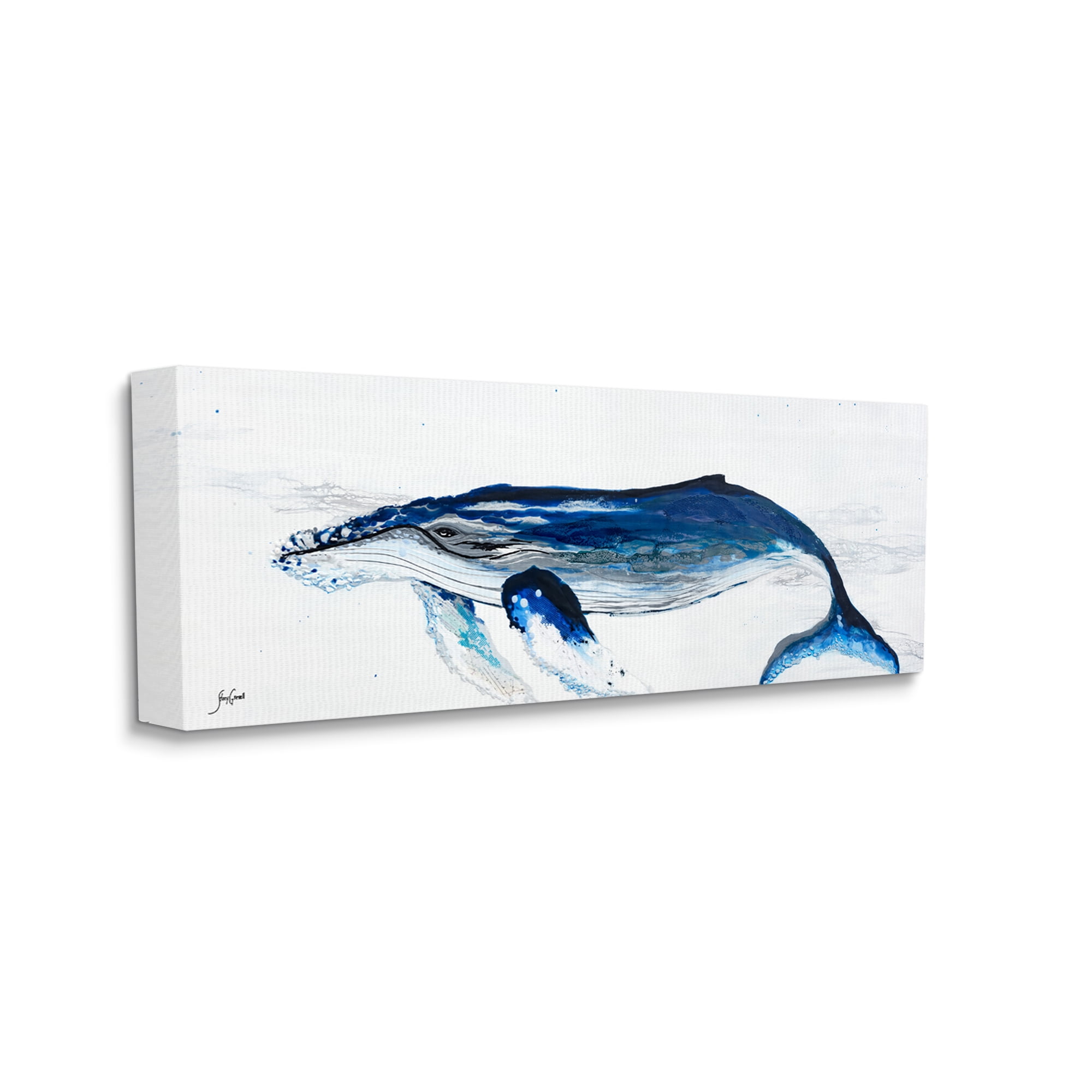 Stupell Industries Vivid Blue Whale Swimming Marine Animal Sea Life Graphic Art Gallery Wrapped Canvas Print Wall Art, Design by Stacy Gresell