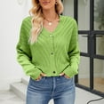 thumbnail image 2 of Idoravan Green Cardigan for Women Women's Color Hollowed Out Knitted Cardigan Loose V-neck Long Sleeved Cardigan Tops, 2 of 6