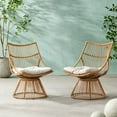 thumbnail image 2 of GDF Studio Apulia Outdoor Wicker High Back Lounge Chairs with Cushion, Set of 2, Light Brown and Beige, 2 of 8