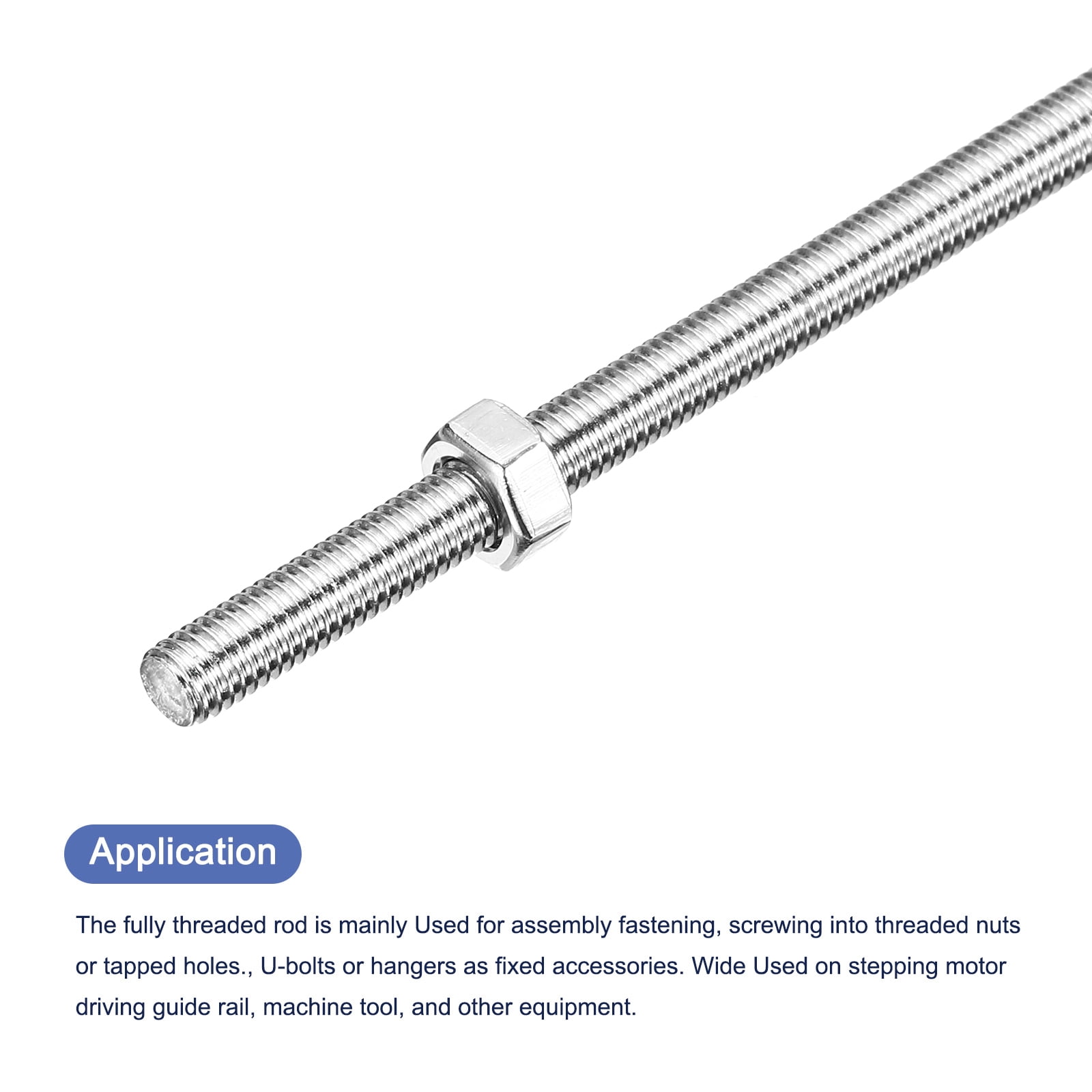 5Pack M5 x 400mm Fully Threaded Rod with 10 Pack Hex Nuts, 1.25mm Thread Pitch 304 Stainless Steel