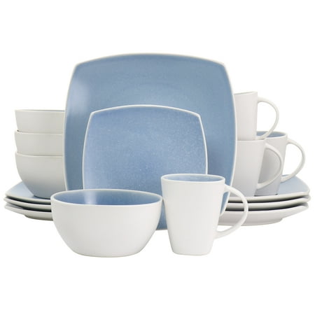 

16 Piece Lounge Reactive Glaze Stoneware Dinnerware Set Blue