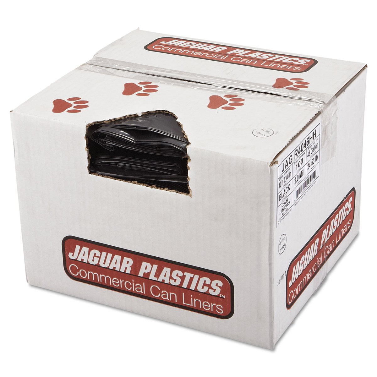 Jaguar Plastics Repro Low-Density Can Liners 2 Mil 40 x 46 Black 100/Carton 