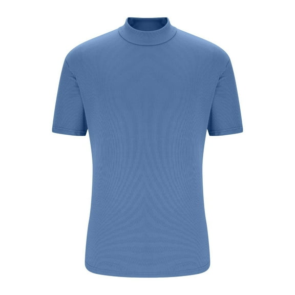 Mens Textured Pullover Tee Shirt Solid Color Turtleneck Short Sleeve Blouse Casual Fashion Lightweight Slim Fit Tops