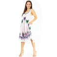 thumbnail image 3 of Sakkas Watercolor Palm Tree Tank Caftan Short Dress - White / Blue - One Size, 3 of 5