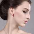 thumbnail image 2 of Gem Stone King 3.50 Ct Round Red Ruby 18K Yellow Gold Plated Silver Open Earrings for Women, 2 of 4