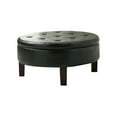 thumbnail image 1 of Coaster Pouf de Rangement Rond en Simili Cuir Marron Foncé, 1 of 3