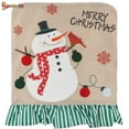 thumbnail image 3 of Spencer Set of 2 Christmas Chair Back Covers Snowman Santa Claus Slipcovers for Dining Room Home Holiday Party Decor, 3 of 8