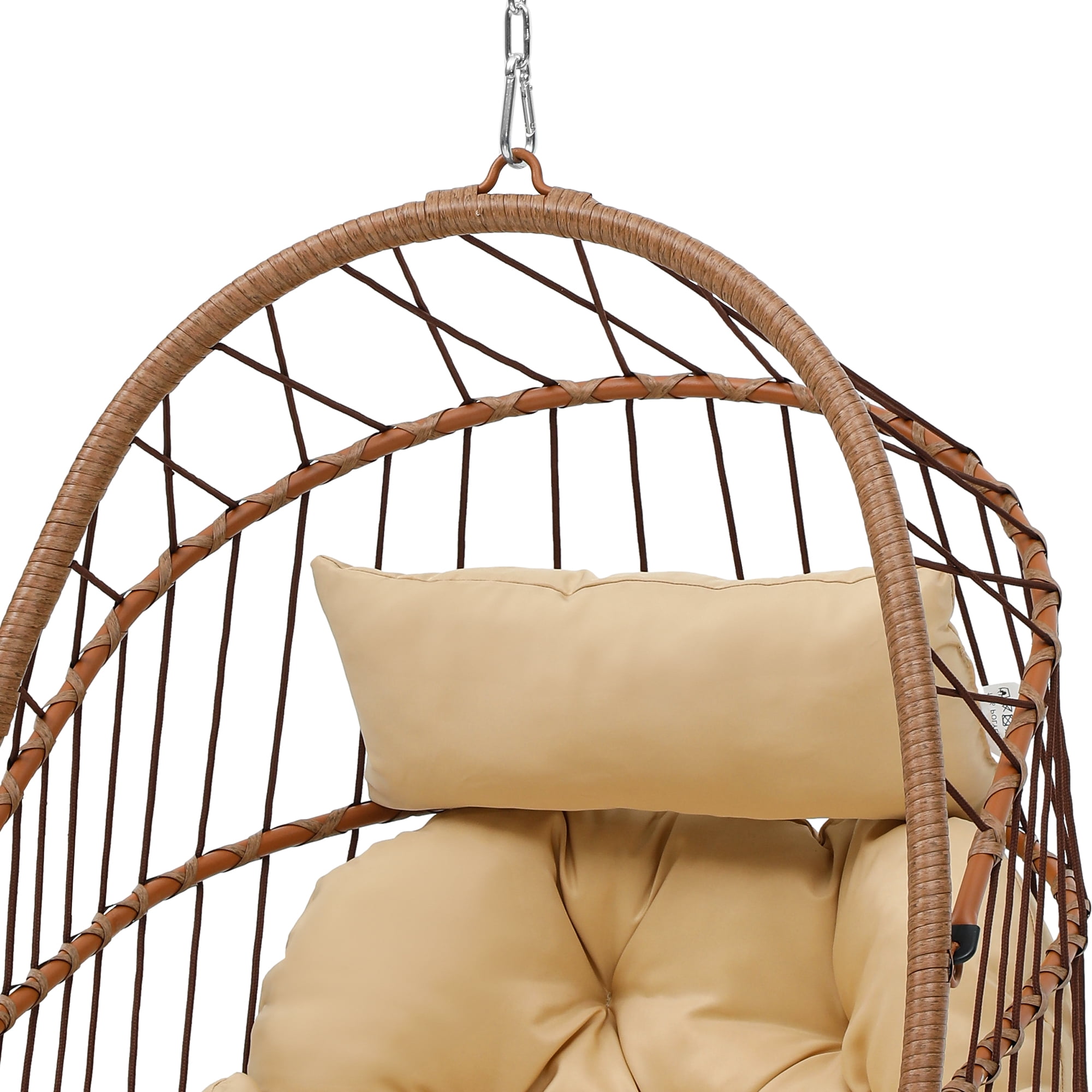 Uforic Hanging Egg Chair with Stand & Cushion, Swing Design, 330 Lbs for Indoor/Outdoor, Brown