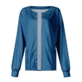 thumbnail image 4 of Rlmidhb Blue Scrub Jackets for Women Plus Size Button Down Basic Long Sleeve Solid Color Long Nurse Uniform Band Collar Stretch Polyester Lightweight Cotton Nurse Scrubs, 4 of 5