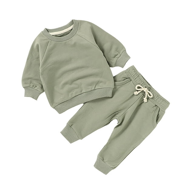 EDFBUYKRS Ensemble Décontracté pour Enfants à Manches Longues et Col Rond, Couleur Unie