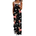 thumbnail image 3 of QATAINLAV Womens Jumpsuits with Pockets Trendy Print One Piece Pants Casual Sleeveless Strap Overalls Loose Fit Wide Leg Romper, Black, XL, 3 of 6