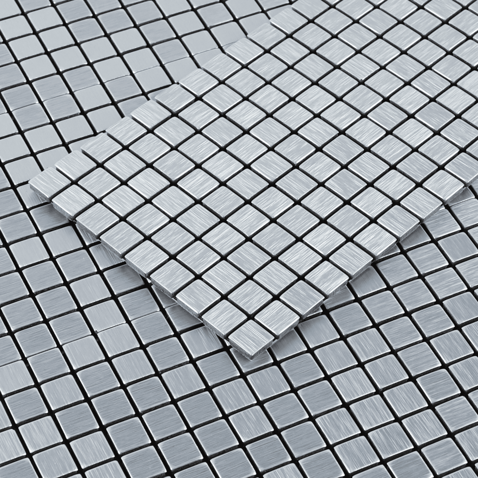 12-Sheet Peel and Stick Backsplash Tiles, Silver Aluminum Mosaic 3D Self-Adhesive Wall Tiles Stick on Backsplash for Kitchen Bathroom Fireplace