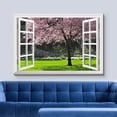 thumbnail image 2 of wall26 Canvas Print Wall Art Window View to Blooming Spring Cherry Blossoms Nature Wilderness Photography Realism Rustic Landscape Colorful Multicolor Ultra for Living Room, Bedroom, Office - 24&quot, 2 of 5