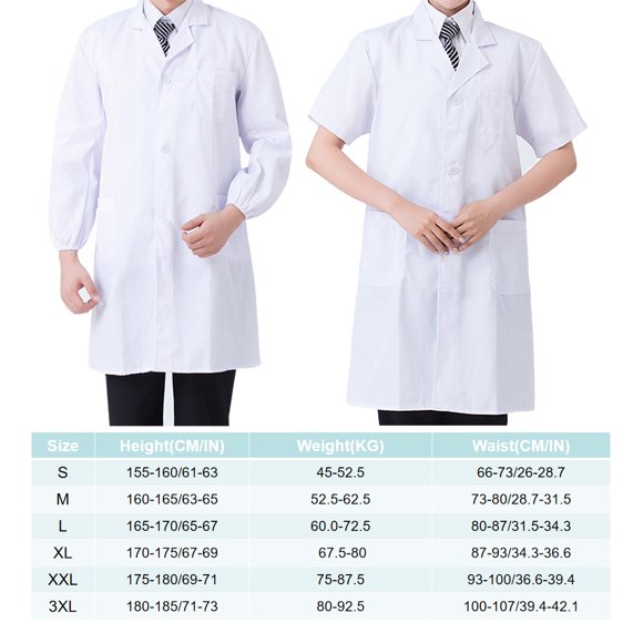 Laboratory Coat Buttons Multi Pocket Short Sleeve Pet Shop School Factory Work Clothes Internship Section Beautician Use Long Sleeve XL
