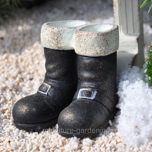 Miniature Santa Boots for Miniature Garden, Fairy Garden
