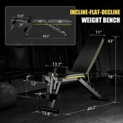 Wesfital Adjustable Weight Bench Strength Training Bench Utility Exercise Bench for Home Gym Fitness, Yellow