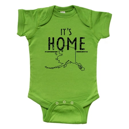 

Inktastic It s Home- Alaska State Outline Distressed Text Gift Baby Boy or Baby Girl Bodysuit