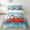 thumbnail image 2 of jejeloiu Cute Gnome Bedding Comforter Set 7-Piece,Christmas Theme King Bedding Sets,Red Car Snowflake Pine Tree Bed Sheets For Teens,Microfiber Bedroom Decor Reversible, 2 of 7