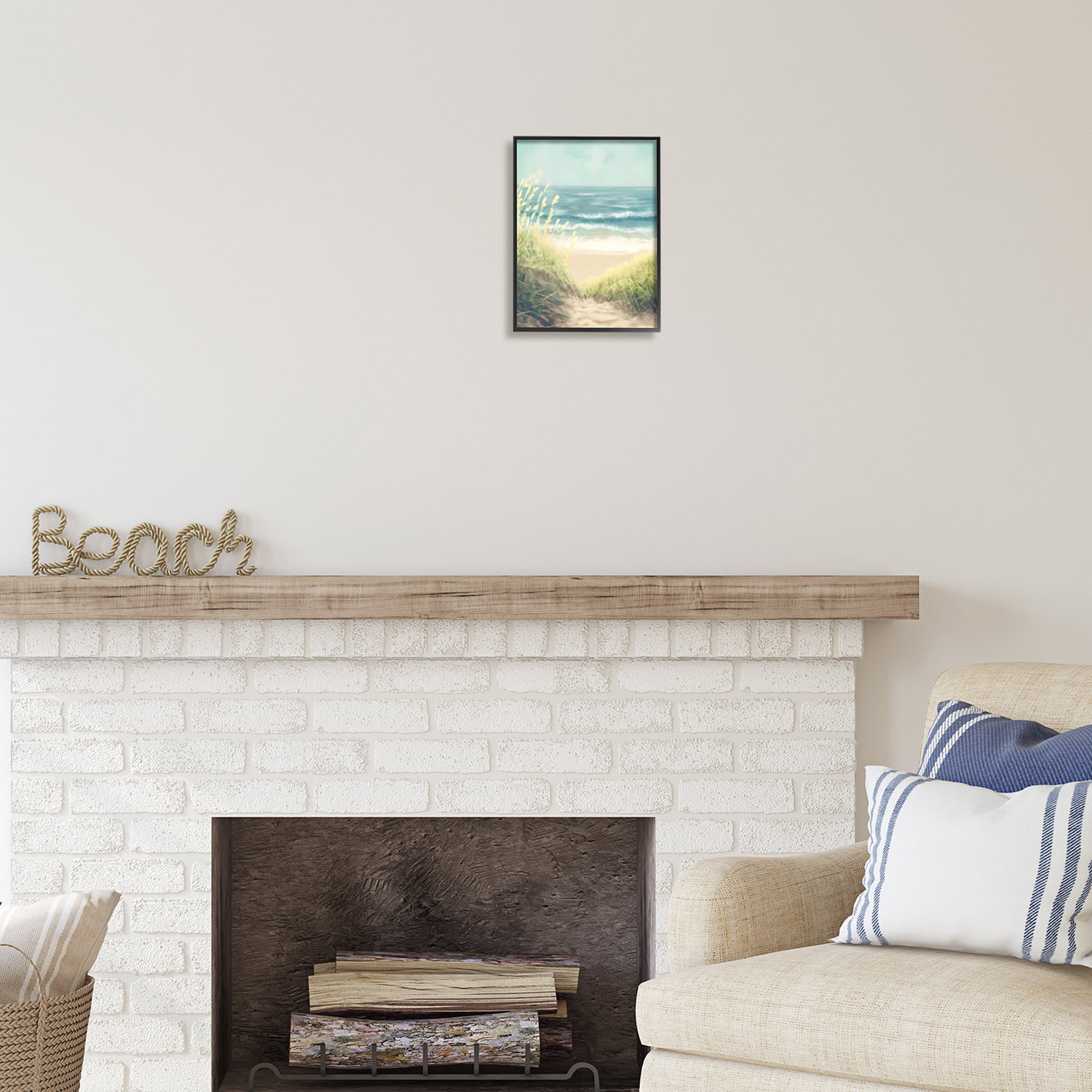 Stupell Industries Subtle Beach Reeds Landscape Painting Black Framed Art Print Wall Art, 11 x 14