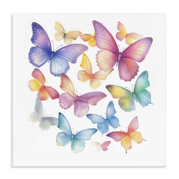 Stupell Industries Bohemian Rainbow Butterflies Rabble Canvas Art, 17 x 17, by Creative Studio