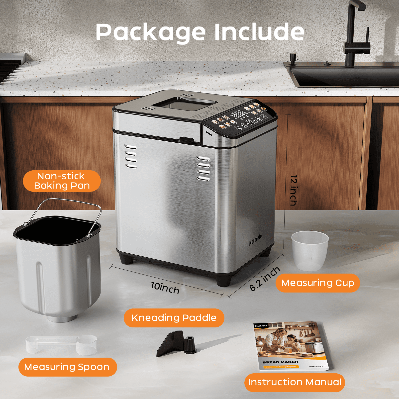 25-in-1 Bread Maker Machine, 2LB Automatic Bread Making, 3 Crust Colors & 3 Loaf Sizes, 15H Timer & 1H Keep Warm, Yogurt, Jam, Cake, Rice Wine