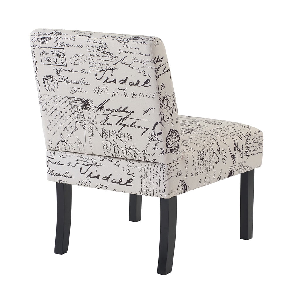 Kepooman 2 Pcs Modern Upholstered Armless Accent Chair for Living Room, 22.5"W x 24.6"D x 32.5"H, Script Print