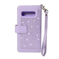 thumbnail image 3 of Zipper Wallet Case for Samsung Galaxy S10 Phone, Allytech Bling Glitter Leather Case with 9 Credit Card Holder Flip Magnetic Closure Stand Cover with Cash Pocket and Hand Strap, Purple, 3 of 7