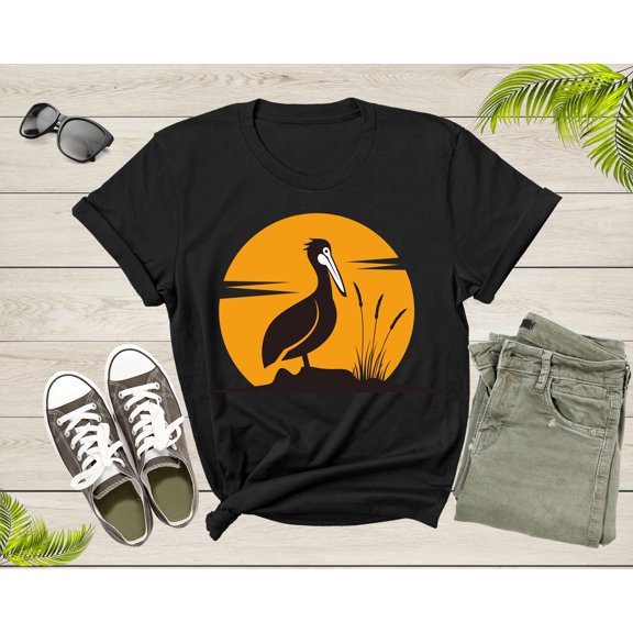 Cool Cute Pelican Bird Animal Sunset Nature For Men Women Kids T-shirt Vintage Retro Pelican Print Shirt Outfit Youth Graphic Design Tshirt