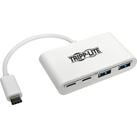 Tripp Lite  TRPU4600042A2C  4-Port USB 3.1 Gen 1 Portable Hub  USB-C to (x2) USB-A and (x2) USB-C  1 USB 3.1  generation 1 USB-C portable hub expands the potential of your tablet  laptop  MacBook  Chromebook  smartphone or PC s USB-C or Thunderbolt 3 port. Plug-and-play technology makes installation quick and simple - with no software or drivers to install. Fumble-free  reversible USB-C plug connects in either direction for a quick connection every time. Dual USB-A ports accept USB peripherals  such as a flash drive  mouse  keyboard or printer  and provide up to 0.9A each for charging smartphones and other mobile devices. They support fast USB 3.1 Gen 1 data-transfer rates up to 5 Gbps and are backward compatible with previous USB generations so you can continue using older peripherals while getting high-speed performance from new devices. Portable hub is perfect for adding a thumb drive and other USB peripherals and charging a mobile device all at the same time. Tripp Lite 4-Port USB 3.1 Gen 1 Portable Hub USB-C to x2 USB-A and x2 USB-C