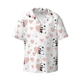 thumbnail image 3 of Balery Heart Panda Men's Casual Button Down Shirt Short Sleeve Textured Summer Cuban Beach Shirts-Large, 3 of 7