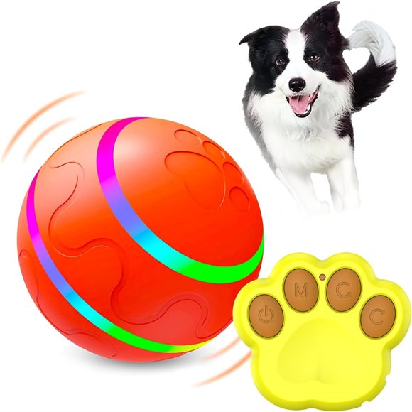 SIfdSeng Interactive Dog Toys Active Dog with Remote Control Automatic Rolling Bouncing Dog with Light Fun and Gift Birthday Dog Toy Large Dog Toys Interactive Dog Toys for Small Dogs