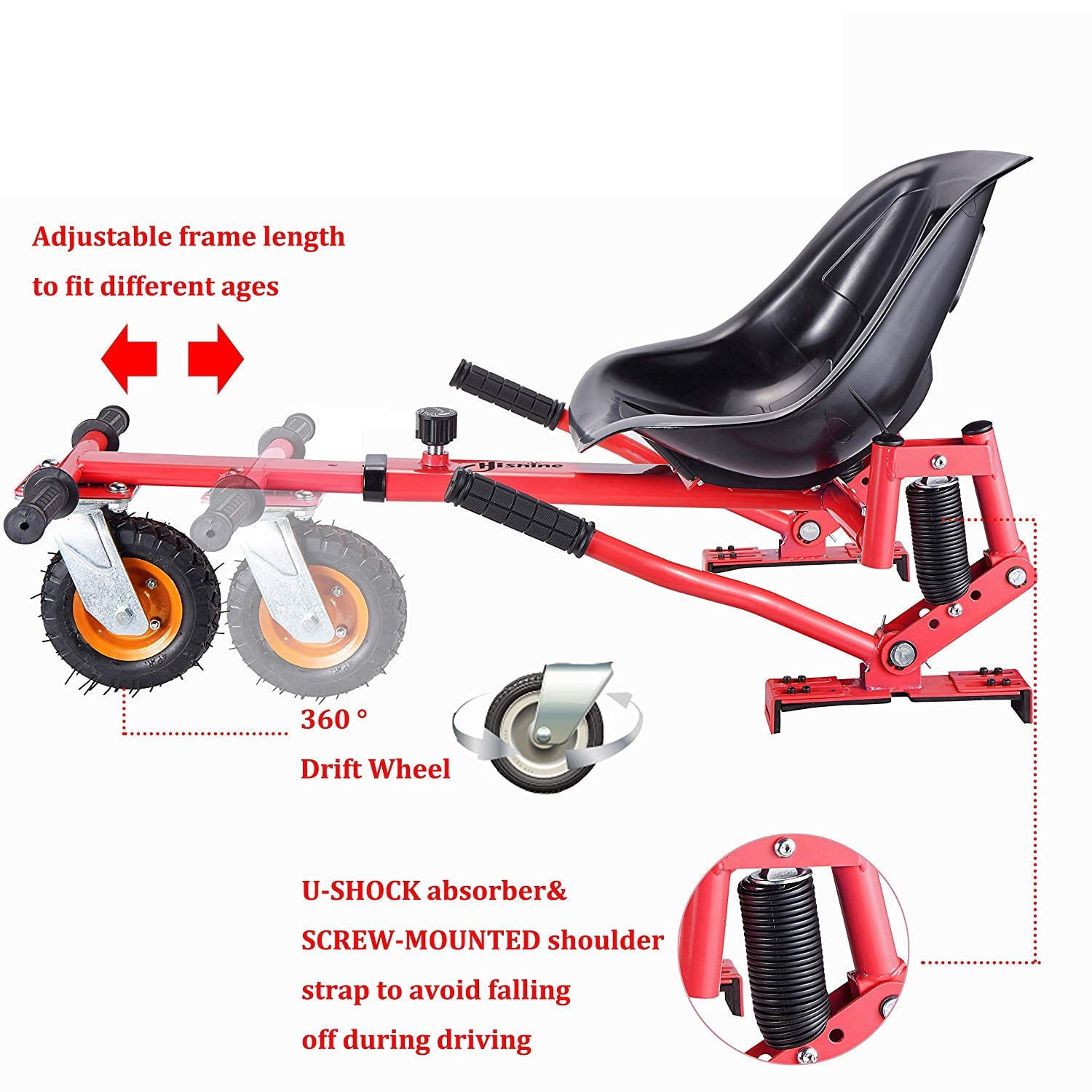 All In One Hover Cart Attachment For Hover-Rider - Transform your Hover-Rider into a Go Kart with Hovercart - Red