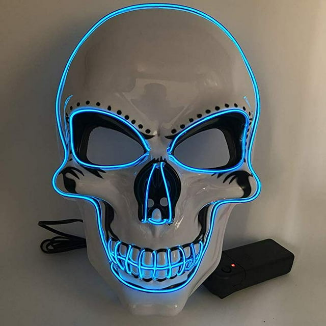 Halloween Mask LED Light Up Scary Skull Mask Costume Cosplay EL Wire Halloween Party