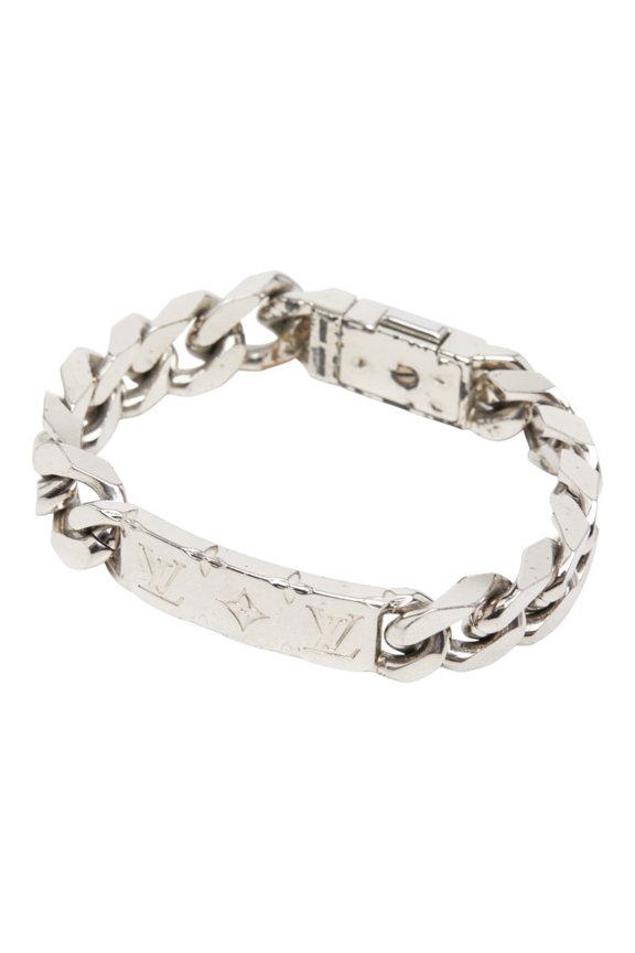 Pre-Owned Louis Vuitton Monogram Bracelet LV Signature Chain M62486 Silver Metal Men's LOUIS...