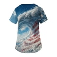 thumbnail image 4 of 4th of July Womens Scrub Tops Loose V Neck Red White and Blue Print Scrub Shirts Short Sleeve Independence Day Patriotic Scrubs Nursing Workwear Medical Nurse Uniform with Pockets Dark Blue 5XL, 4 of 5