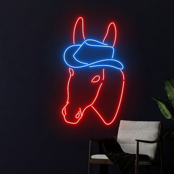 Handmadetneonsign Donkey Cowboy Hat Neon Sign, Donkey Cowboy Hat Led Sign, Donkey Cowboy Hat Neon