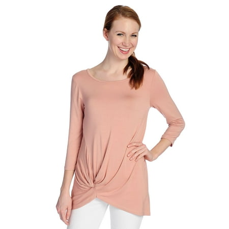 Kate & Mallory Women's Stretch Knit Asymmetrical Top in Blush - (Top 10 Best Blushes)