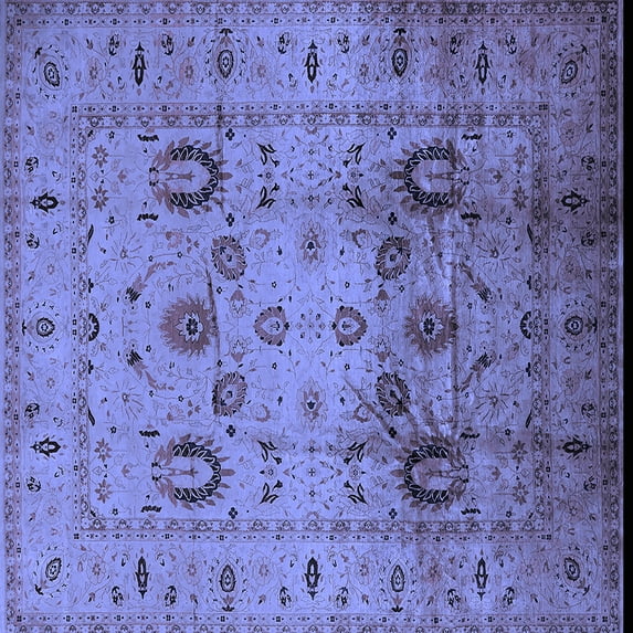 Ahgly Company Machine Washable Indoor Square Oriental Blue Traditional Area Rugs, 5' Square