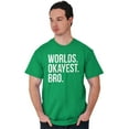 thumbnail image 3 of Worlds Okayest Bro Sibling Brother Men's Big & Tall Crewneck Graphic Tee Brisco Brands 2X, 3 of 5