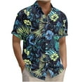thumbnail image 3 of Yteetum Hawaiian Shirt for Men Short Sleeve T Shirts Floral Print Hawaiian Casual Button Down Short Sleeve Lapel Beach Summer T-Shirts, 3 of 7