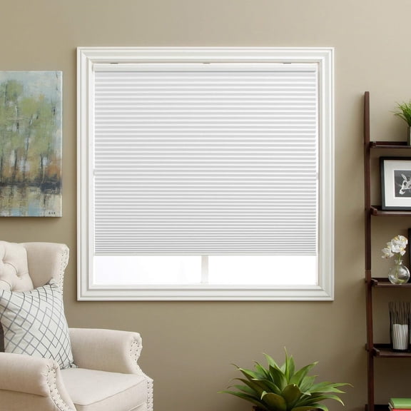 Cellular Shades Cordless Blackout Honeycomb Blinds Fabric Window Shades White(Blackout), 34" W x 64" H