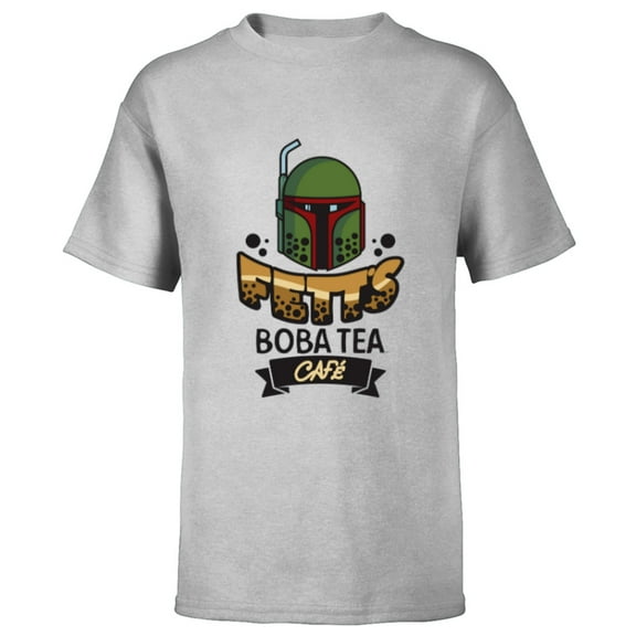 Star Wars Boba Fett’s Boba Tea Café Logo Funny - Short Sleeve T-Shirt for Kids - Customized-Athletic Heather